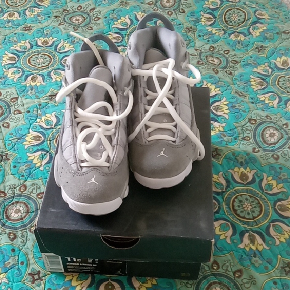 Jordan Kids Gray and White Suede Sneakers